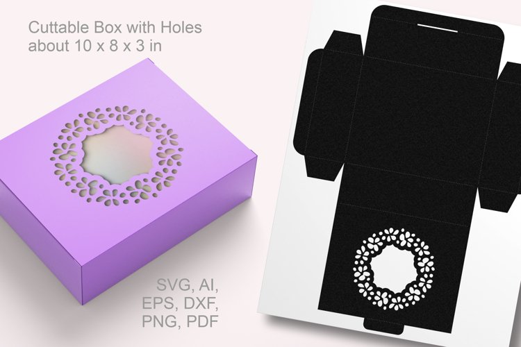 Blossom Border Window Rectangular Favor Box Template SVG