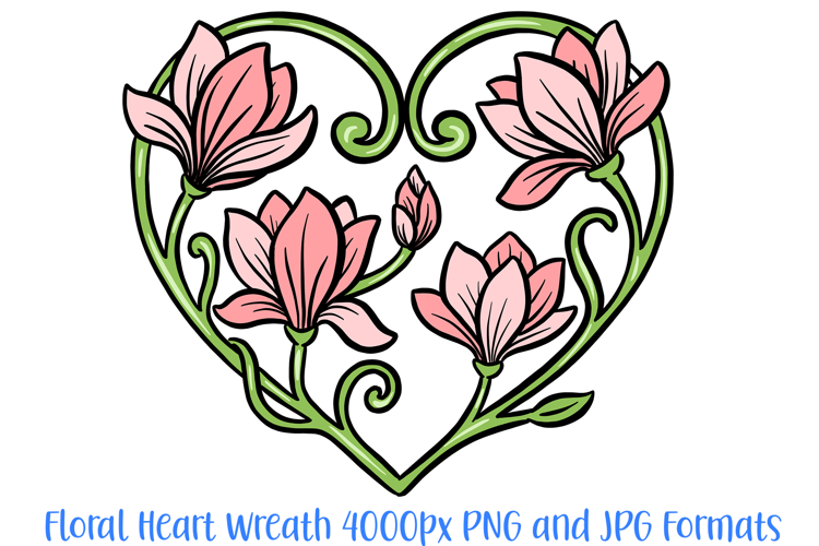 Blossom Heart Flower Graphic Colour Floral Wreath Clipart