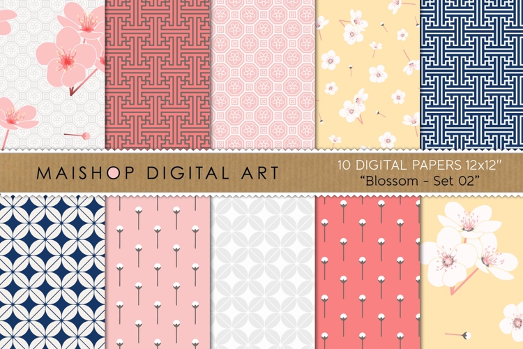Minimalist Asian Sakura & Geometric Papers