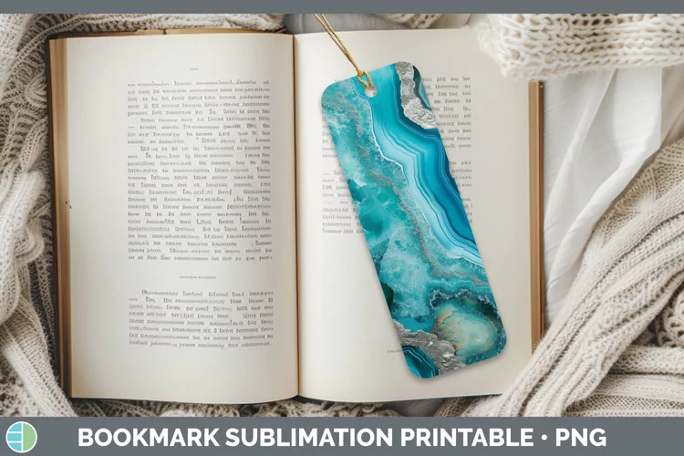 Blue Agate Bookmark Sublimation Printable Designs