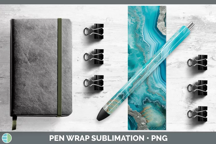 Blue Agate Pen Wrap Sublimation Epoxy Pen Designs