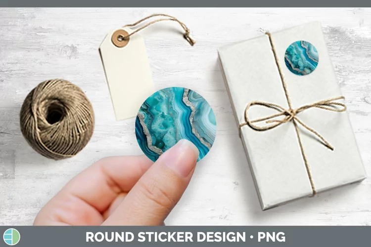 Blue Agate Stickers | Round Labels Designs