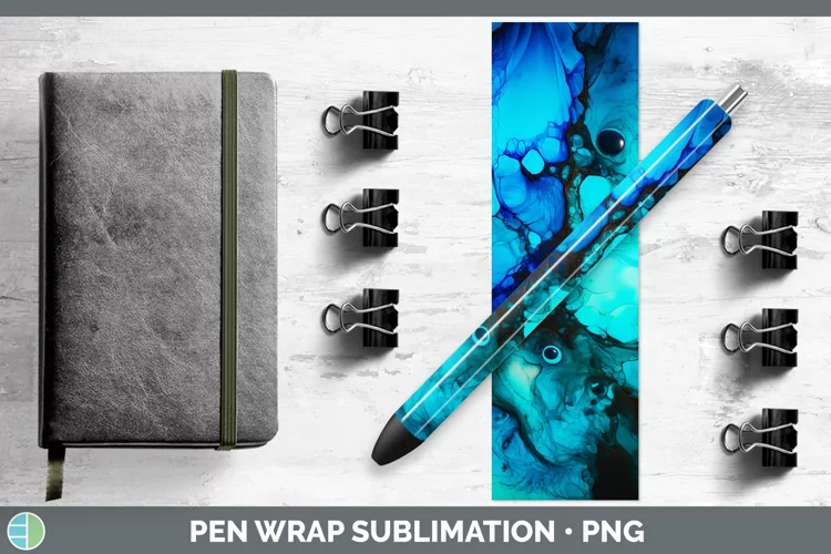 Blue Alcohol Ink Pen Wrap Sublimation Epoxy Pen Designs