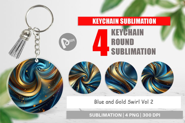 Keychain Blue and Gold Swirl