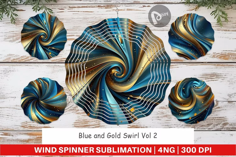 Wind Spinner Blue and Gold Swirl