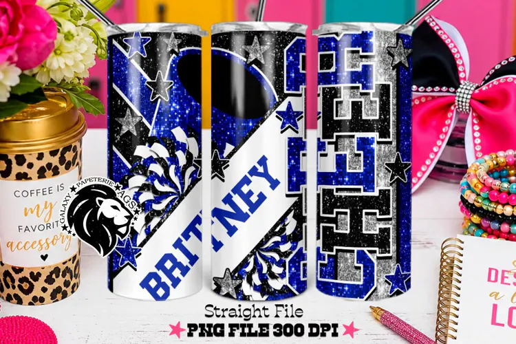 Blue Cheer Tumbler PNG | Glitter Straight Wrap