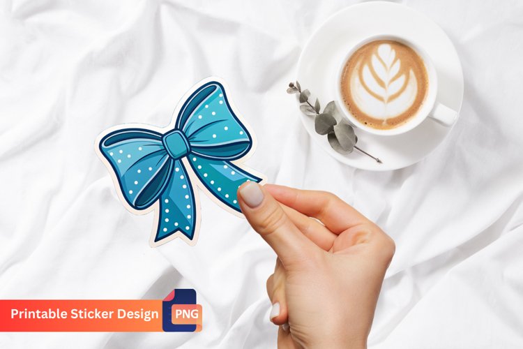 Blue Bow Sticker, Decorative blue bow sticker