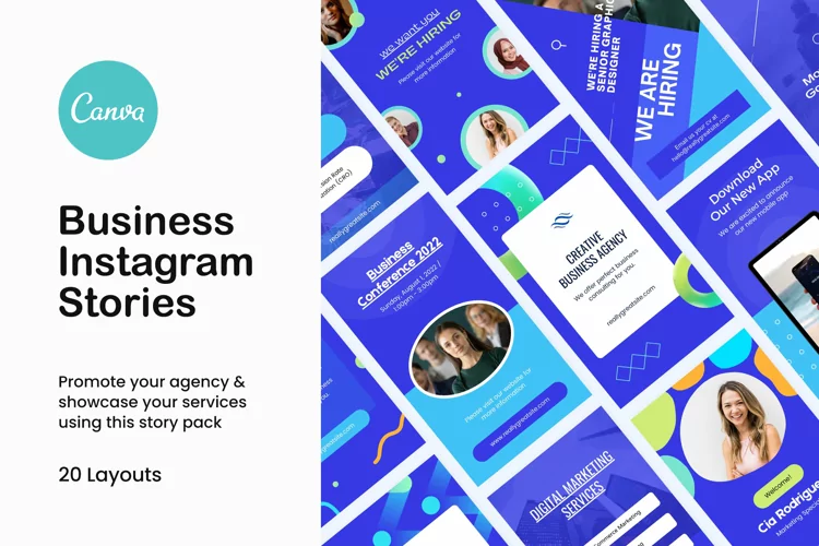 Blue Business Instagram Stories Canva