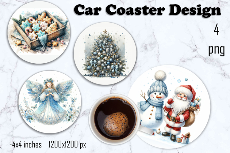 Blue Christmas decor Sublimation car Coaster