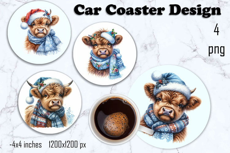 Blue Christmas decor Sublimation car Coaster