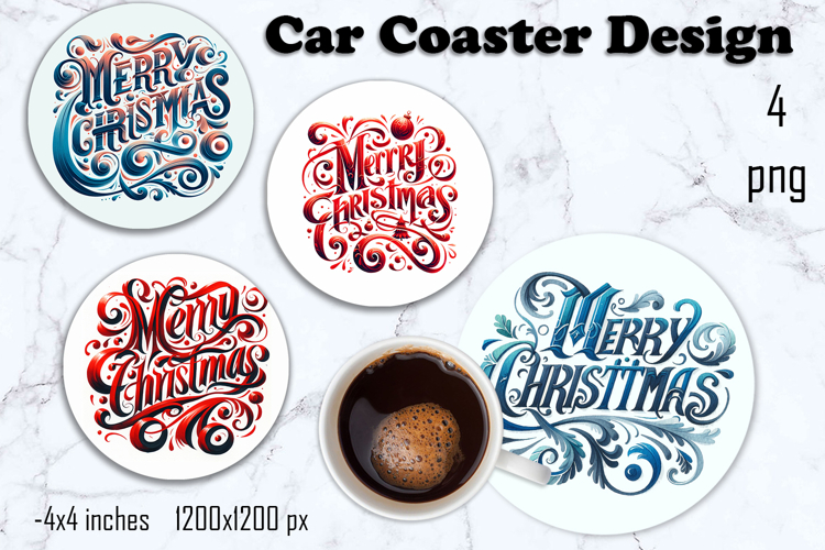 Blue Christmas decor Sublimation car Coaster