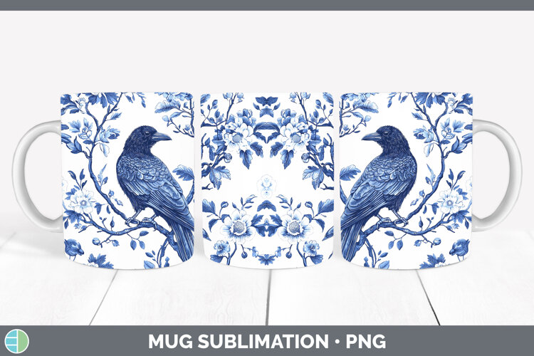 GorgeousBlue Chinoiserie Birds Mug Wrap design.