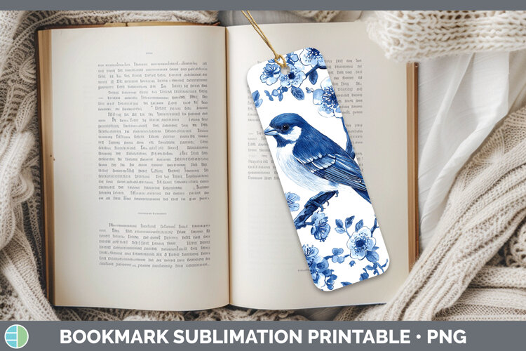 GorgeousBlue Chinoiserie Birds Bookmark design.