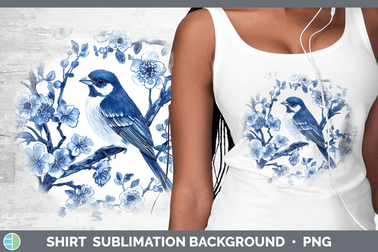 GorgeousBlue Chinoiserie Birds Shirt design.