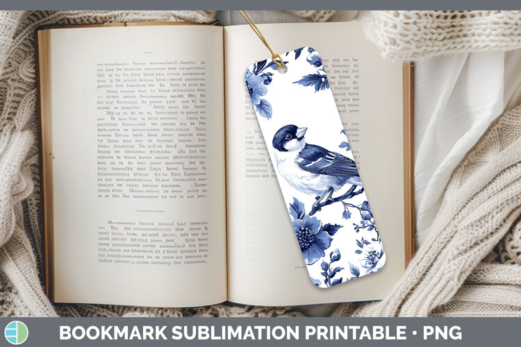GorgeousBlue Chinoiserie Birds Bookmark design.