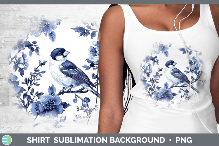GorgeousBlue Chinoiserie Birds Shirt design.