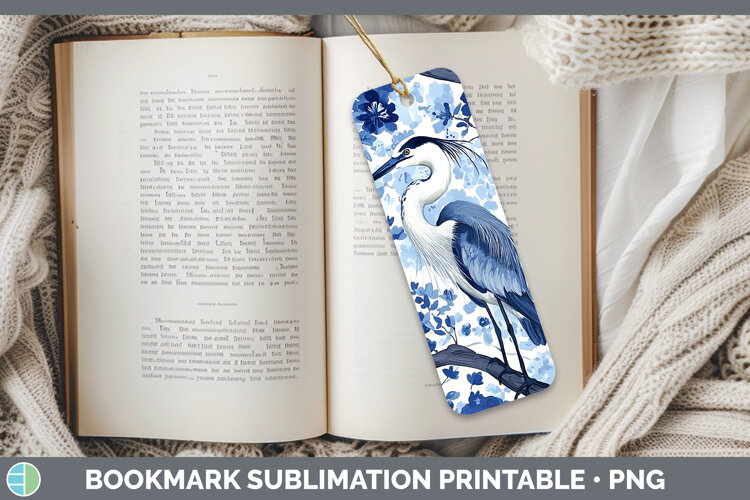 GorgeousBlue Chinoiserie Birds Bookmark design.