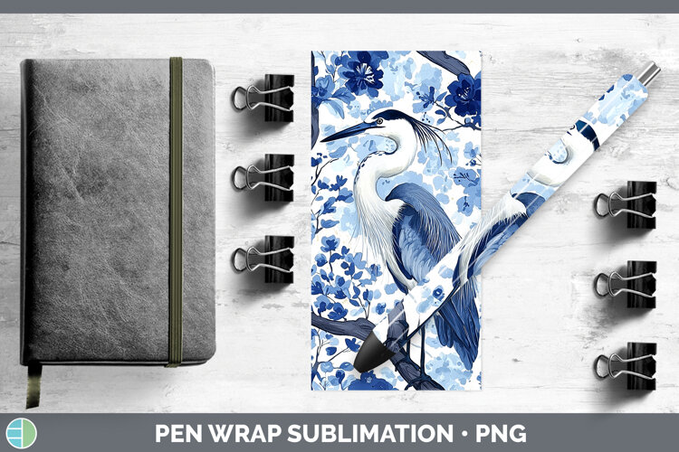 GorgeousBlue Chinoiserie Birds Pen Wrap design.