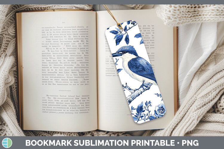 GorgeousBlue Chinoiserie Birds Bookmark design.
