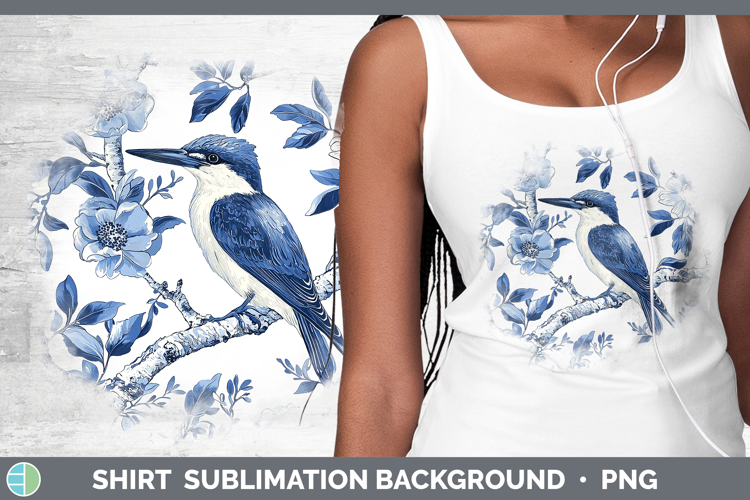 Blue Chinoiserie Birds Kingfisher Shirt Sublimation Sublimat