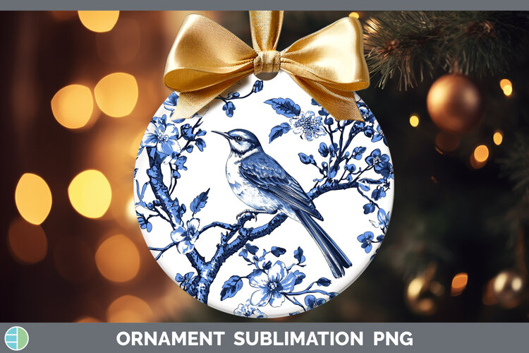 GorgeousBlue Chinoiserie Birds Ornament design.