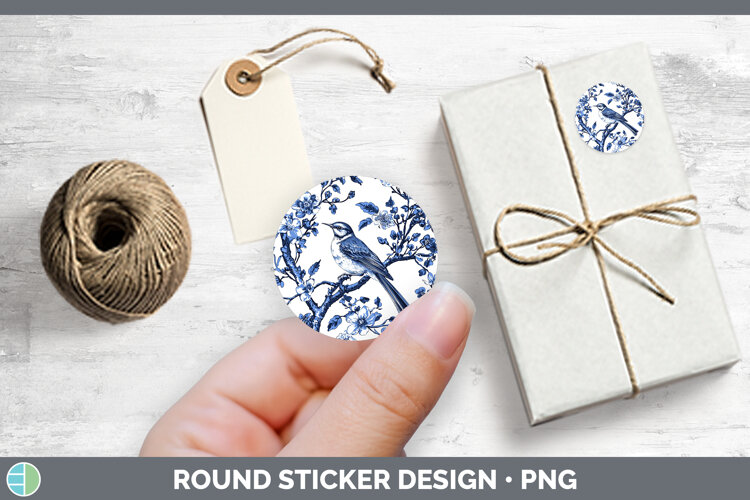 GorgeousBlue Chinoiserie Birds Stickers design.