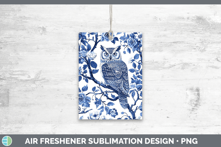 Blue Chinoiserie Birds Owl Air Freshener Sublimation Car Fre