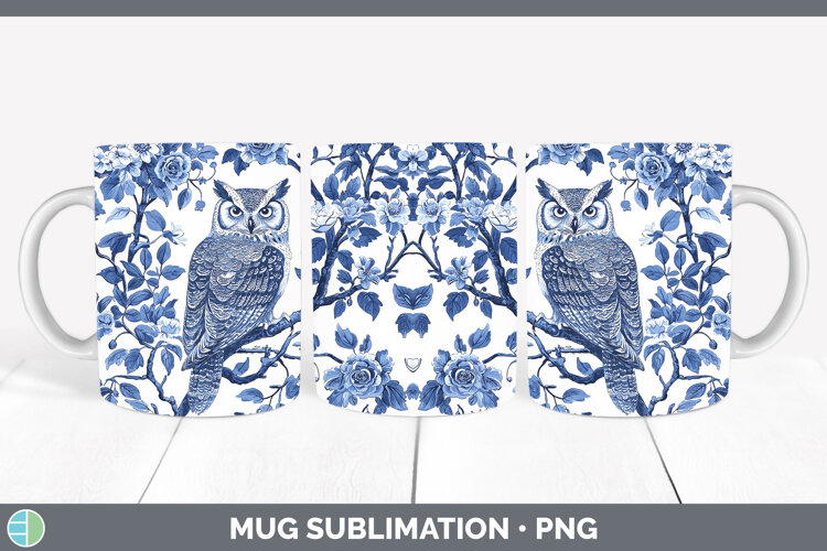 GorgeousBlue Chinoiserie Birds Mug Wrap design.