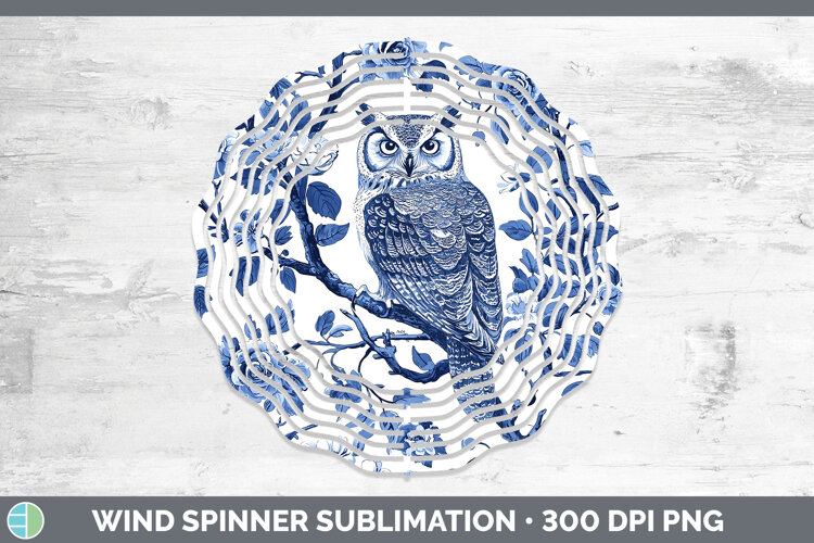 GorgeousBlue Chinoiserie Birds Wind Spinner design.