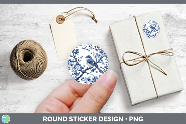 GorgeousBlue Chinoiserie Birds Stickers design.
