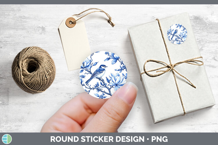 GorgeousBlue Chinoiserie Birds Stickers design.