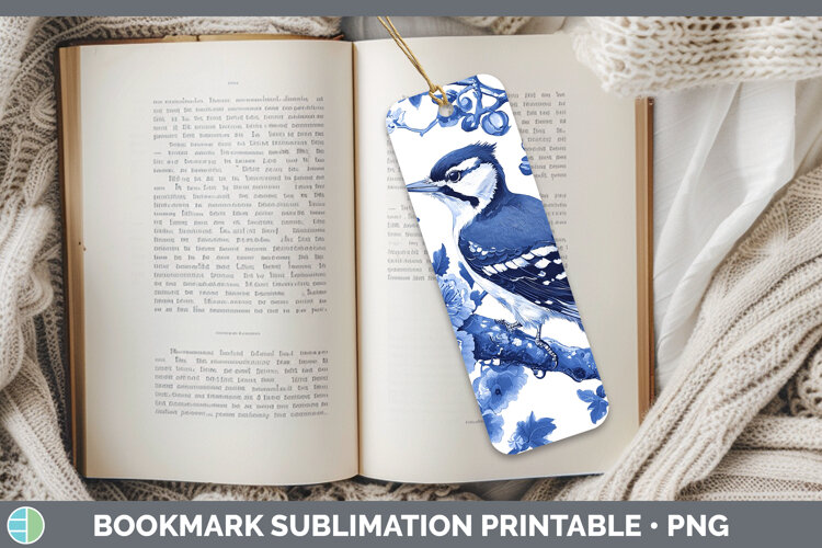 GorgeousBlue Chinoiserie Birds Bookmark design.