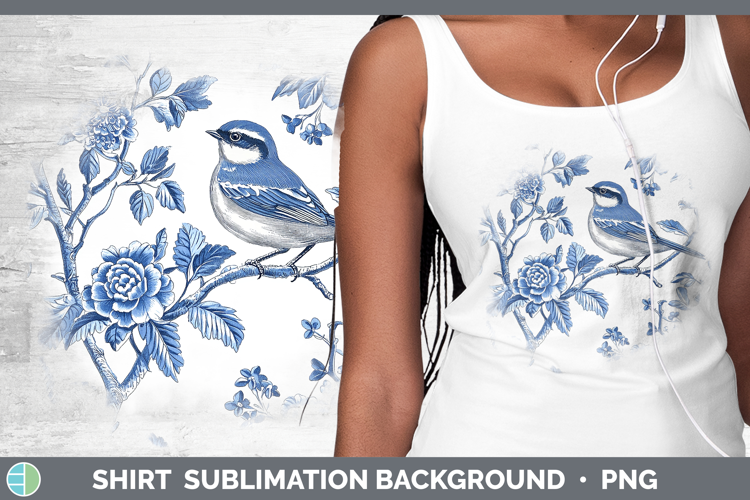 Blue Chinoiserie Birds Wren Shirt Sublimation Sublimation Ba