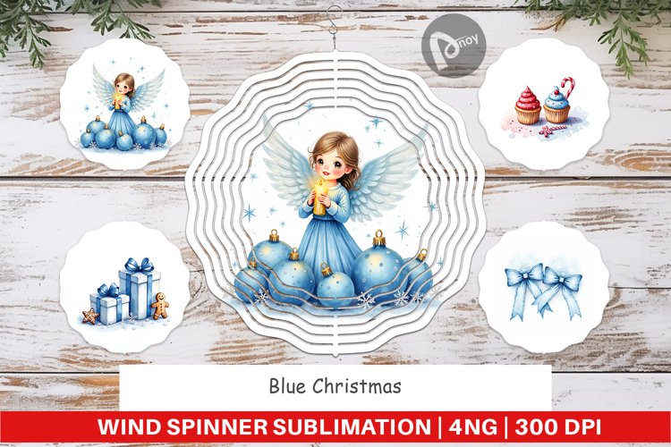 Blue Christmas Wind Spinner