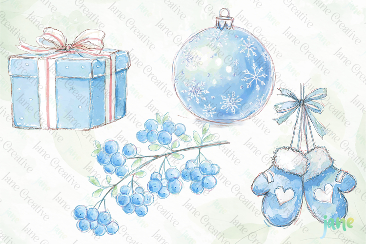 Blue Christmas Ornaments Clipart Image 22