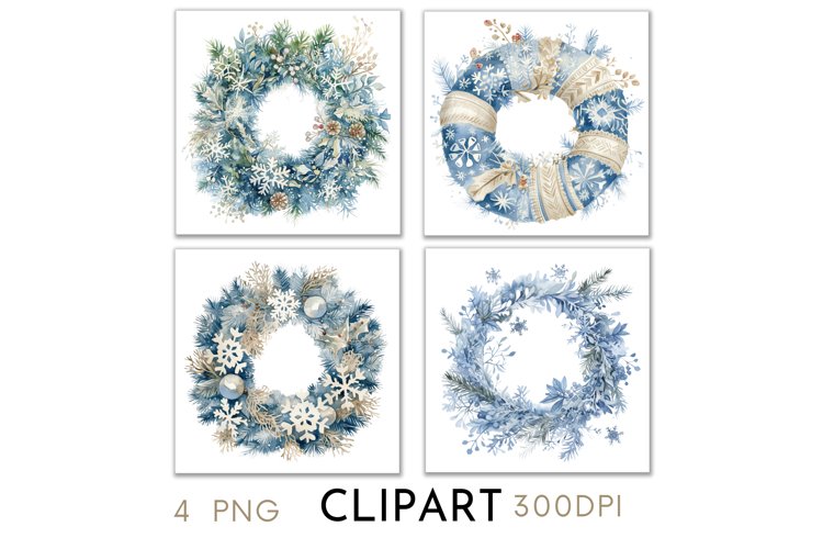 Blue Christmas Illustrations Watercolor PNG