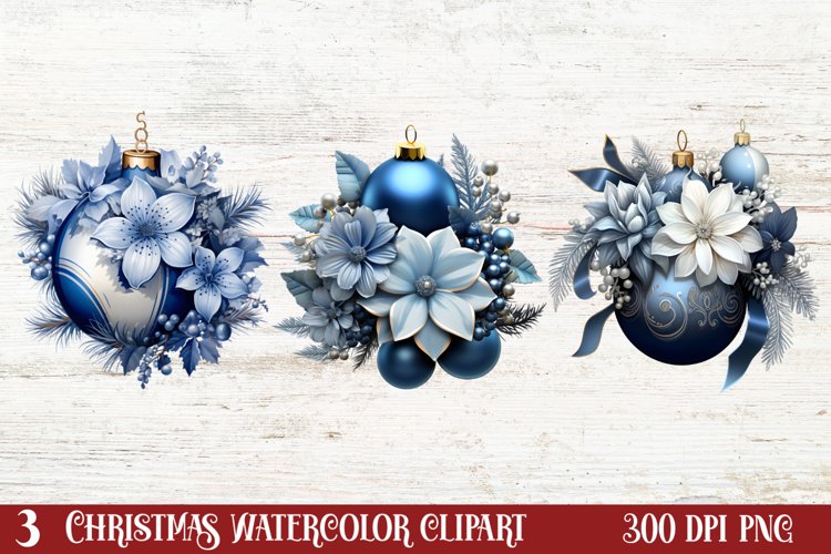 Blue Christmas Ornaments Clipart Image 5