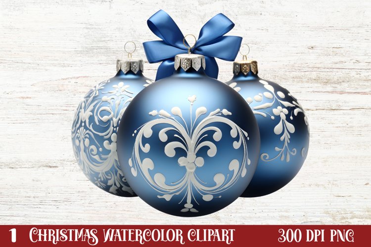 Blue Christmas Ornaments Clipart, Christmas PNG example image 1