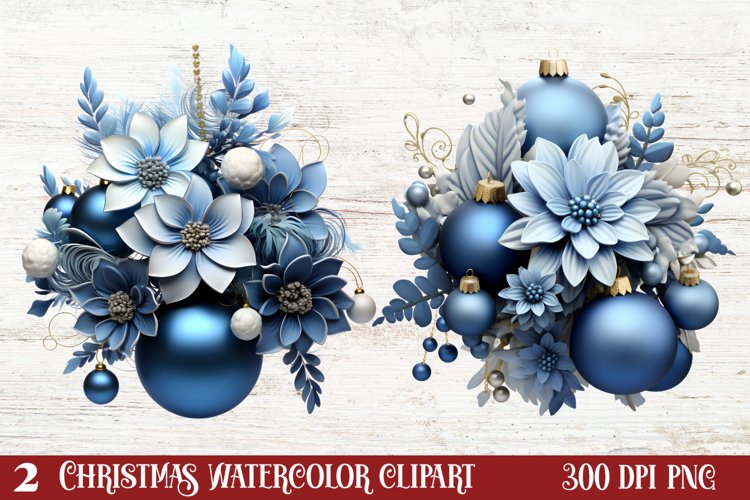 Blue Christmas Ornaments Clipart Image 10