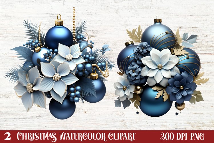 Blue Christmas Ornaments Clipart Image 8