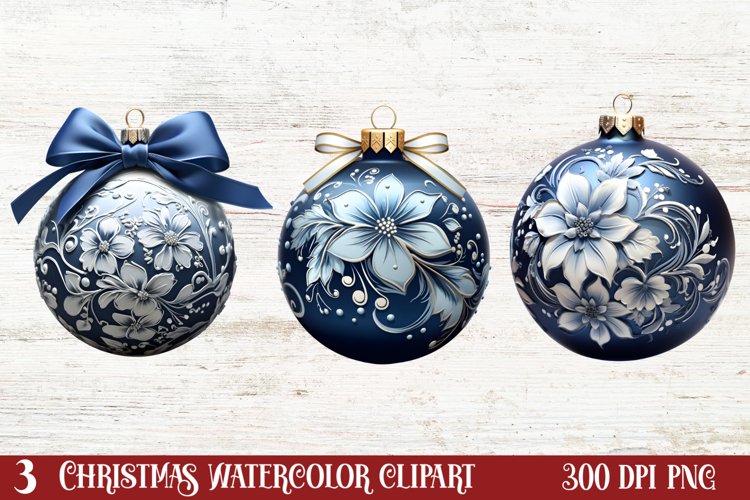 Blue Christmas Ornaments Clipart Image 7