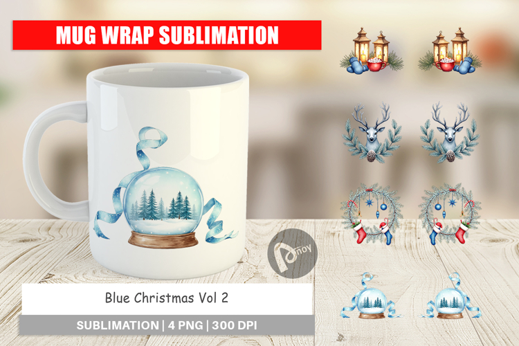 Blue Christmas Mug Wrap