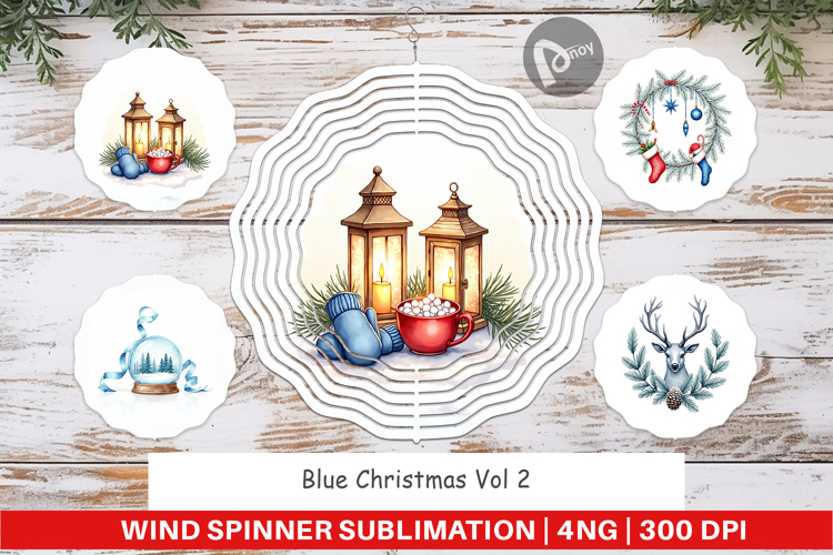 Blue Christmas Wind Spinner