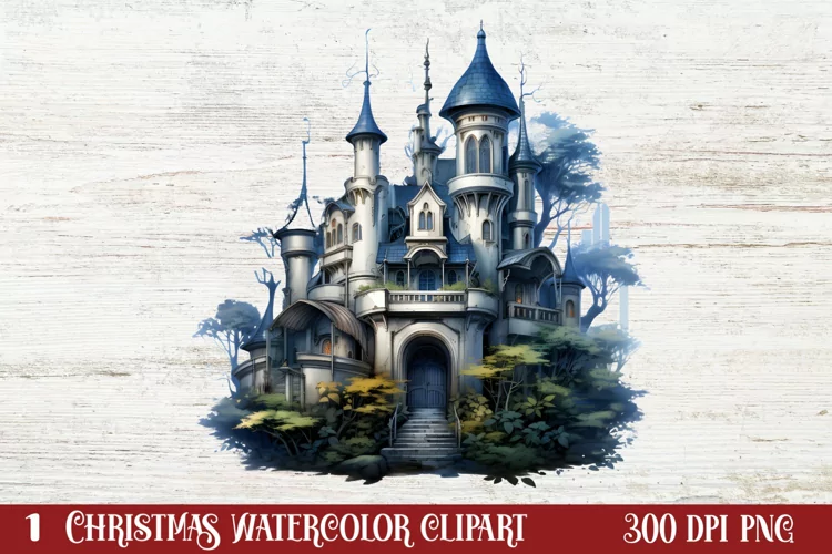 Blue Christmas Watercolor Clipart, Blue Christmas Sublimatio