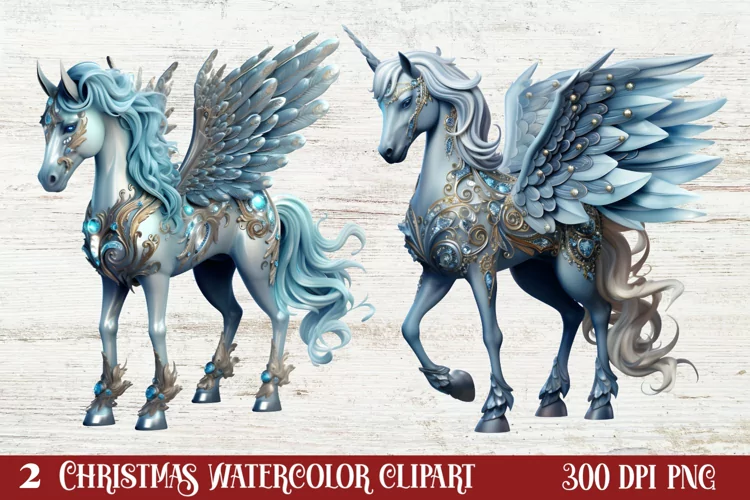 Blue Christmas Watercolor Clipart, Blue Christmas Sublimatio