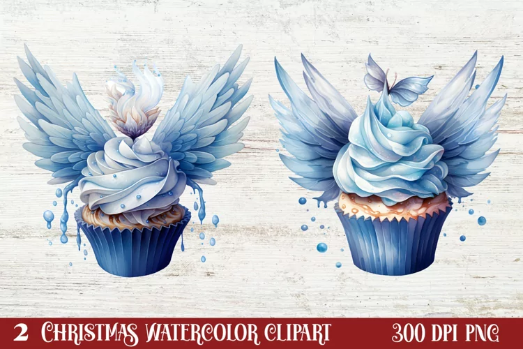 Blue Christmas Watercolor Clipart, Blue Christmas Sublimatio