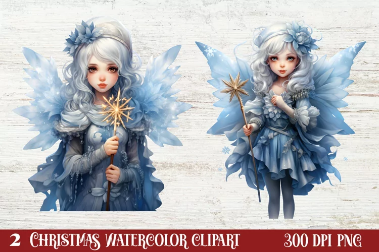 Blue Christmas Watercolor Clipart, Blue Christmas Sublimatio