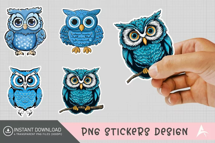 Blue Cute Owl Sticker Clipart