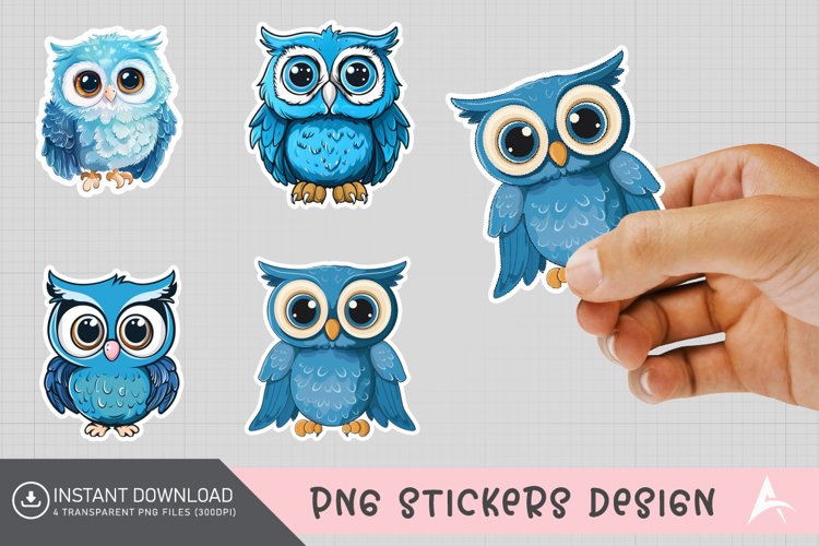 Blue Cute Owl Sticker Clipart