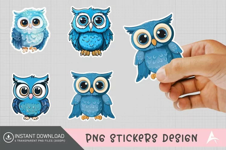 Blue Cute Owl Sticker Clipart